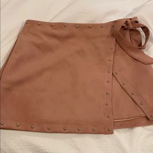 Pink suede skirt